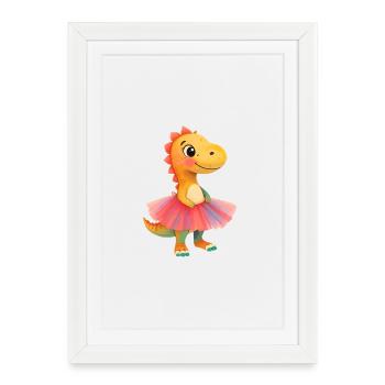 Dino Ballerina in Tutu - Framed poster (27 × 37 cm) - white - Front