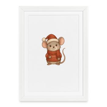 Maus_Weihnachts - Gerahmtes Poster (27 × 37 cm) - Weiß - Vorne