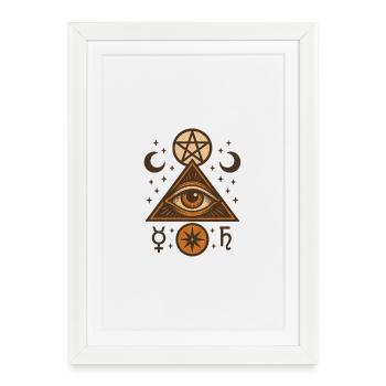Amulette de l’œil dans le triangle de l’étoile - Affiche encadrée (27 × 37 cm) - blanc - Devant
