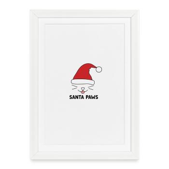 Santa Paws Dog in Christmas Hat - Framed poster (27 × 37 cm) - white - Front