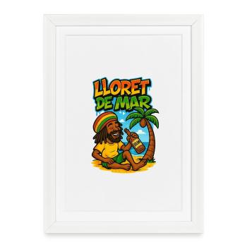 Lloret de Mar Rastas on the beach  - Affiche encadrée (27 × 37 cm) - blanc - Devant