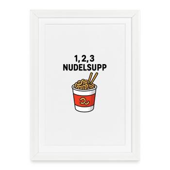 1-2-3_Nudelsupp - Affiche encadrée (27 × 37 cm) - blanc - Devant