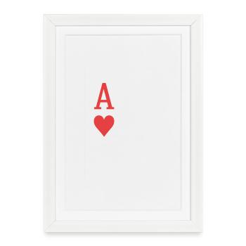 As de Cœur Rouge sur Fond Noir - Affiche encadrée (27 × 37 cm) - blanc - Devant