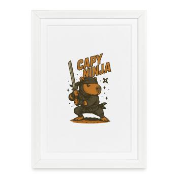 Shadow Capy – Ninja Capybara Shirt ⚔️ - Framed poster (27 × 37 cm) - white - Front