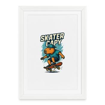 Skater Capy – Cool Capybara Skate - Framed poster (27 × 37 cm) - white - Front