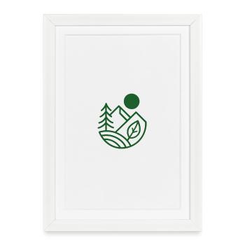 Green Horizon Lineare Natur - Gerahmtes Poster (27 × 37 cm) - Weiß - Vorne