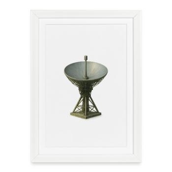 Retro Satellite Dish Vintage Motif - Framed poster (27 × 37 cm) - white - Front