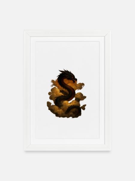 Dragon nuage dans le ciel - Affiche encadrée (27 × 37 cm) - blanc