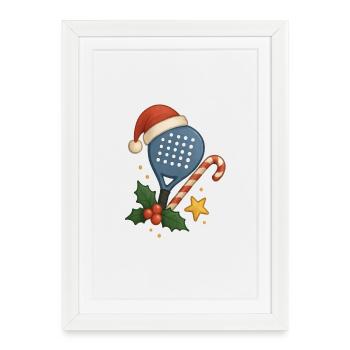Christmas Padel Racket - Framed poster (27 × 37 cm) - white - Front