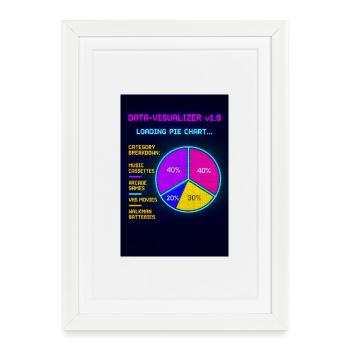 Neon Pie Chart Retro Visual - Framed poster (27 × 37 cm) - white - Front