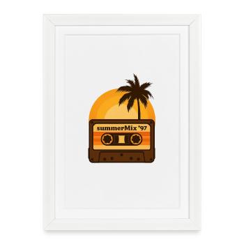 Cassette Sunset Tape - Affiche encadrée (27 × 37 cm) - blanc - Devant