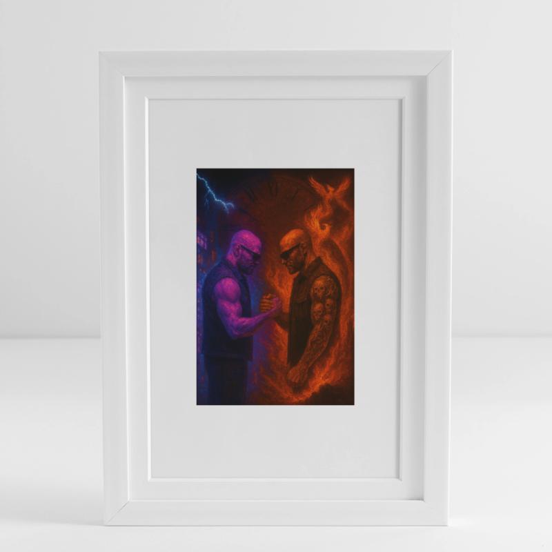 Feuer gegen Eis Duell der Elemente Framed poster (27 × 37 cm)