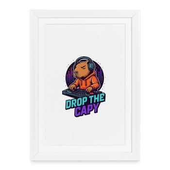 DJ Capy – Drop the Capy 🎧🔥 - Affiche encadrée (27 × 37 cm) - blanc - Devant