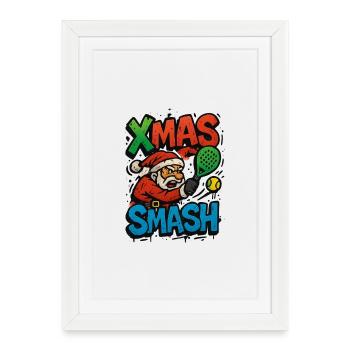 Noël Smash Santa Padel - Affiche encadrée (27 × 37 cm) - blanc - Devant