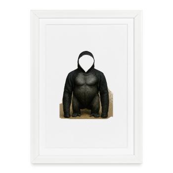 Shadow Gorilla Hoodie Design - Framed poster (27 × 37 cm) - white - Front