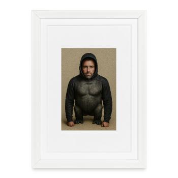 Gorilla Hoodie Portrait - Framed poster (27 × 37 cm) - white - Front