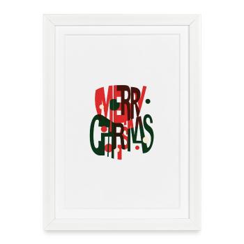 Joyeux Noël – Design de Noël futuriste - Affiche encadrée (27 × 37 cm) - blanc - Devant