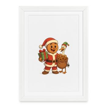 Mannele Alsace Christmas Gingerbread Pretzels - Framed poster (27 × 37 cm) - white - Front
