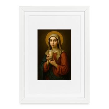Saint boit du bubble tea - Affiche encadrée (27 × 37 cm) - blanc - Devant