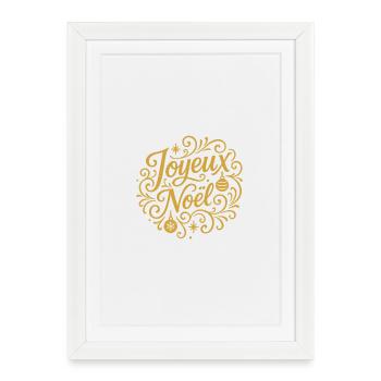 Joyeux Noël doré sur noir - Affiche encadrée (27 × 37 cm) - blanc - Devant