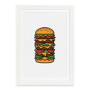 Burger grand XXL - Affiche encadrée (27 × 37 cm) - blanc - Devant