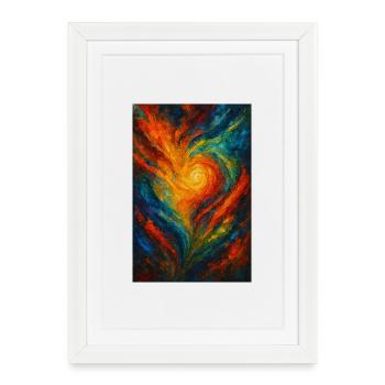 Vortex Chromatique Abstrait Feu - Affiche encadrée (27 × 37 cm) - blanc - Devant
