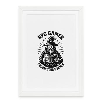 RPG Gamer: Spellbook and Dice - Framed poster (27 × 37 cm) - white - Front