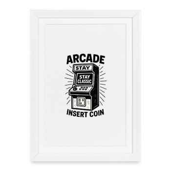 Arcade Classic Insert Coin - Affiche encadrée (27 × 37 cm) - blanc - Devant