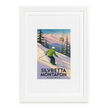 Affiche de skieur Silvretta Montafon - Affiche encadrée (27 × 37 cm) - blanc - Devant