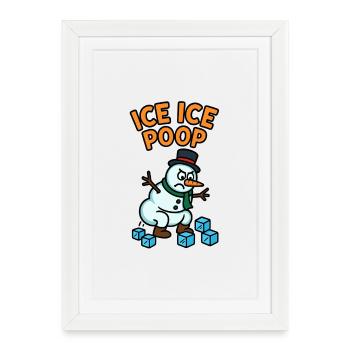 schneemann eiswürfel kinder witzig pups - Framed poster (27 × 37 cm) - white - Front