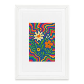 PsyColor Rainbow Flowers - Framed poster (27 × 37 cm) - white - Front