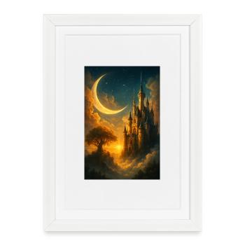 Moonlit Castle Dreamscape - Framed poster (27 × 37 cm) - white - Front