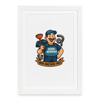 Caricature de Rohrreiniger détenue – Wir Machen Frei - Affiche encadrée (27 × 37 cm) - blanc - Devant