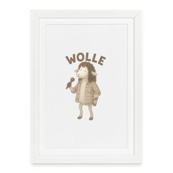 Moutons en laine avec microphone - Affiche encadrée (27 × 37 cm) - blanc - Devant