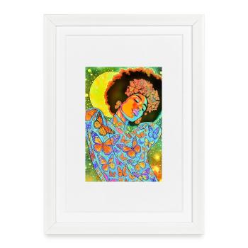 Âme de papillon en fleur néon - Affiche encadrée (27 × 37 cm) - blanc - Devant