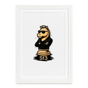 Cool Chess Knight Move Nf3 Reti - Framed poster (27 × 37 cm) - white - Front
