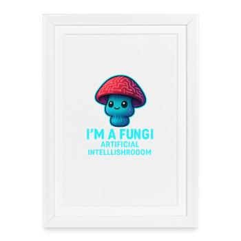 IA des champignons amis des champignons artificiels - Affiche encadrée (27 × 37 cm) - blanc - Devant