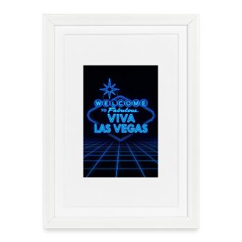 Signalisation de bienvenue néon Viva Las Vegas - Affiche encadrée (27 × 37 cm) - blanc - Devant
