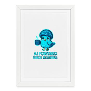 AI Bird Morning Coffee avec circuit - Affiche encadrée (27 × 37 cm) - blanc - Devant