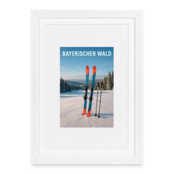 Expérience de ski en forêt bavaroise - Affiche encadrée (27 × 37 cm) - blanc - Devant