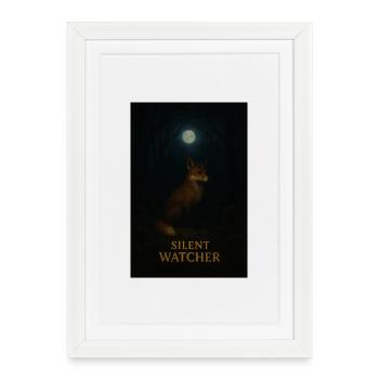 Silent Waiting Fox by Moonlight - Framed poster (27 × 37 cm) - white - Front