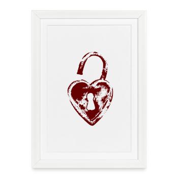 Red Heart Lock Love Design - Framed poster (27 × 37 cm) - white - Front