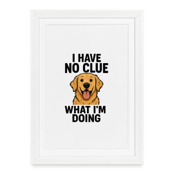Chien confus avec humour - Affiche encadrée (27 × 37 cm) - blanc - Devant