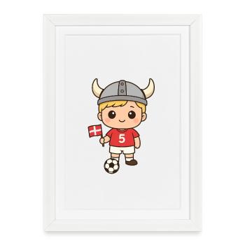 Cute_Danish_Viking_Football_Kid_Kawaii_Cartoon_ - Affiche encadrée (27 × 37 cm) - blanc - Devant