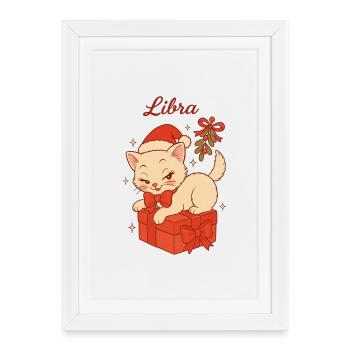 Libra Christmas Kitten Gift - Framed poster (27 × 37 cm) - white - Front