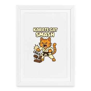 Karate Cat Smash - Framed poster (27 × 37 cm) - white - Front
