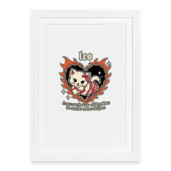 La chaîne de flammes du cœur du chat de Leo - Affiche encadrée (27 × 37 cm) - blanc - Devant