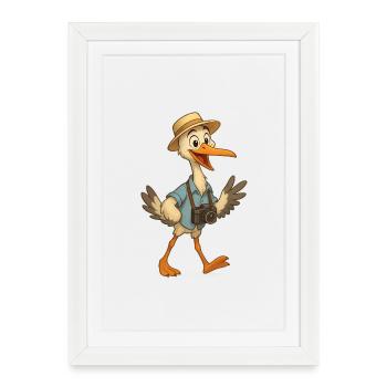 Traveling Stork & Camera - Framed poster (27 × 37 cm) - white - Front