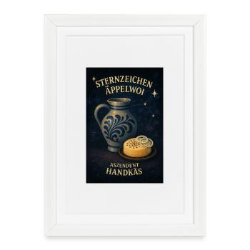 Signe du zodiaque Äppelwoi Ascendant Handkäs - Affiche encadrée (27 × 37 cm) - blanc - Devant