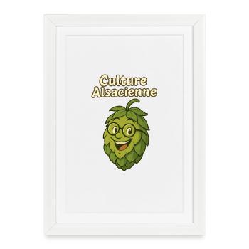 Culture Alsacienne : Mascotte Houblon - Affiche encadrée (27 × 37 cm) - blanc - Devant